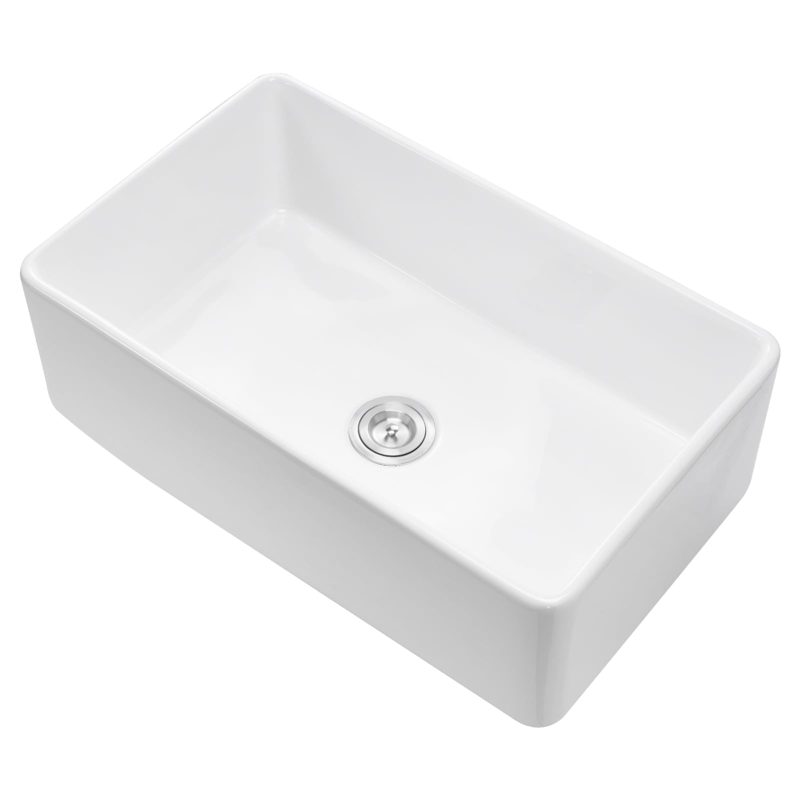 Farmhouse Sink Undermount Kitchen Single Bowl Fireclay White_voghion.com